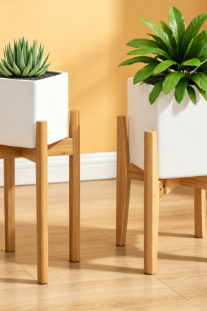 Adjustable Bamboo Plant Stand Set (Two-Piece)